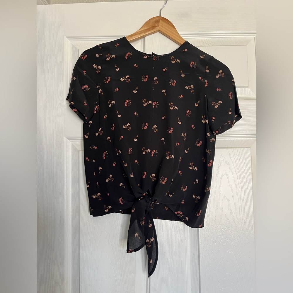 Madewell Button-Back Tie-Front Silk Blouse